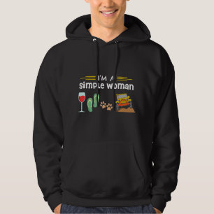 Womens I'm A Simple Woman Wines Flip Flops Dogs 4x Hoodie