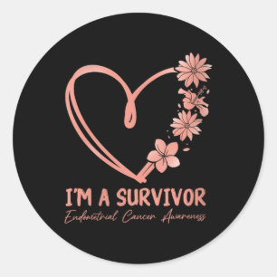 Womens Im A Survivor. Endometrial Cancer Awareness Classic Round Sticker