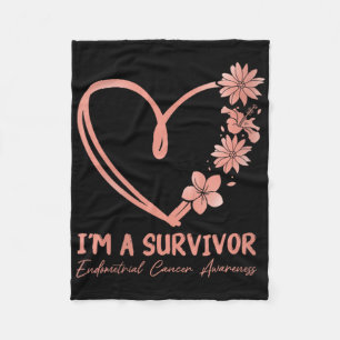Womens Im A Survivor. Endometrial Cancer Awareness Fleece Blanket