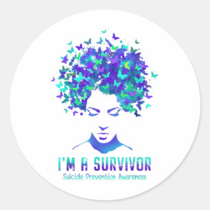 Womens Im A Survivor Suicide Prevention Awareness Classic Round Sticker