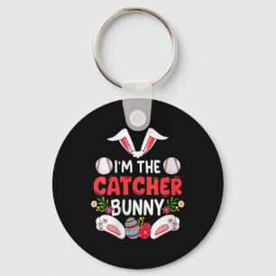 Womens Im Catcher Baseball Easter Eggs Costume Hun Keychain