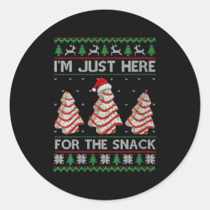 Womens I'm Just Here For The Snack Christmas Cakes Classic Round Sticker