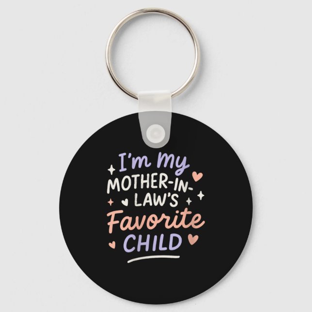 Womens I'm My Mother In Law's Favorite Child V-nec Keychain (Front)