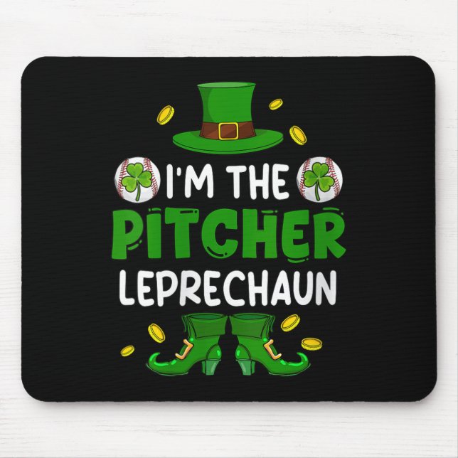 Womens Im Pitcher Baseball St. Patricks Day Boy Sh Mouse Pad (Front)