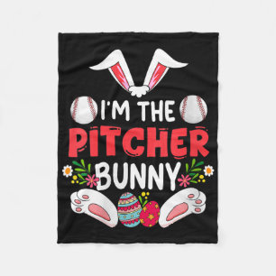 Womens Im Pitcherl Baseball Easter Eggs Costume Hu Fleece Blanket