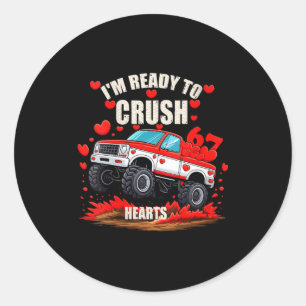 Women's I'm Ready To Crush 6 7 Hearts Truck Funny Classic Round Sticker