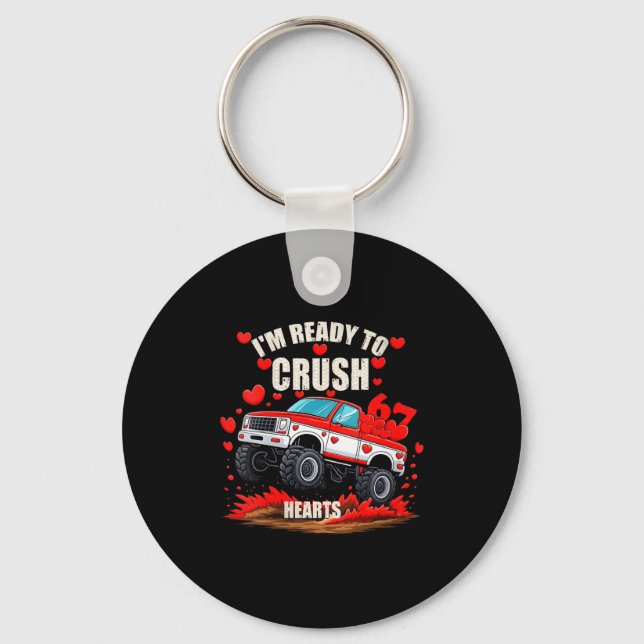 Women's I'm Ready To Crush 6 7 Hearts Truck Funny  Keychain (Front)