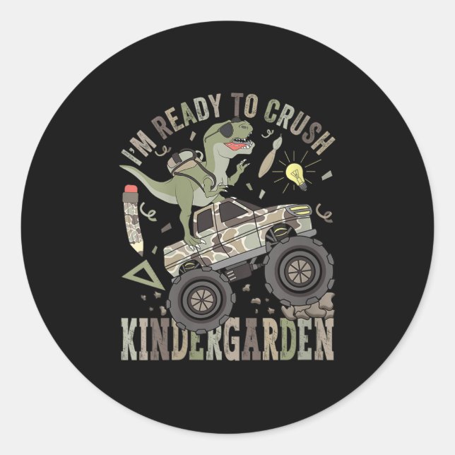Womens Im Ready To Crush Kindergarten Monster Truc Classic Round Sticker (Front)