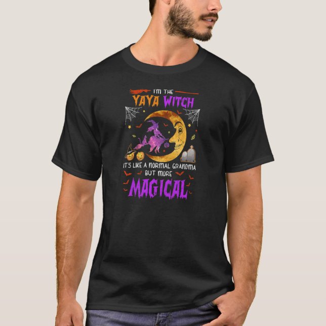 Womens I'm Yaya Witch Greek Grandma Magical Hallow T-Shirt (Front)