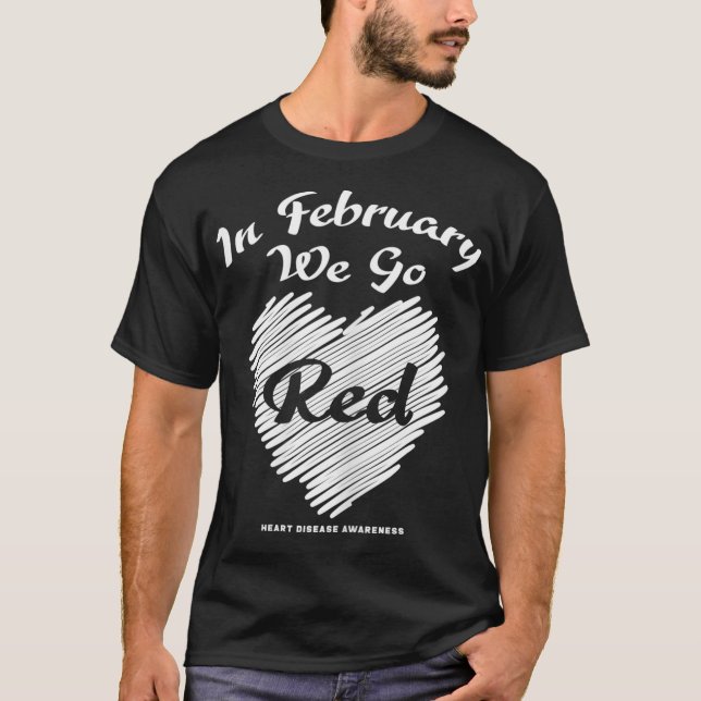 Womens In February We Go Red American Women Heart  T-Shirt (Front)