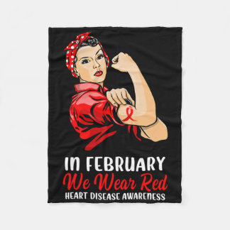 Womens In February We Wear Red - Heart Disease Awa Fleece Blanket