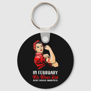 Womens In February We Wear Red - Heart Disease Awa Keychain