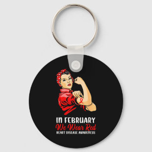 Womens In February We Wear Red - Heart Disease Awa Keychain