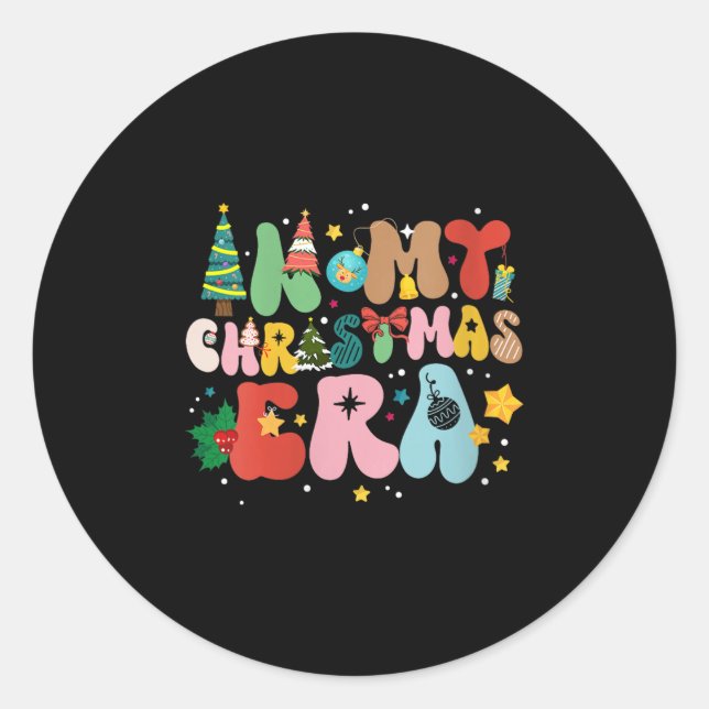 Womens In My Christmas Era Retro Groovy Christmas  Classic Round Sticker (Front)