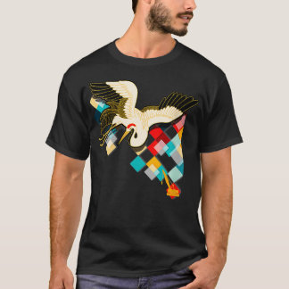 Womens Industrial & Asian Cranes Collage Art, Arti T-Shirt