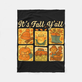 Womens It’s Fall Y’all Pumpkin Scarecrow Cute Autu Fleece Blanket