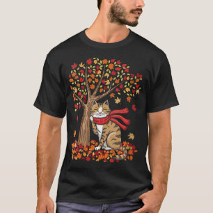 Womens It'S Fall Y'All Cat Leaf Fall Tree Hello Au T-Shirt