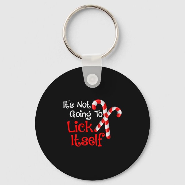 Womens It's Going To Lick Itself Candy Cane Christ Keychain (Front)