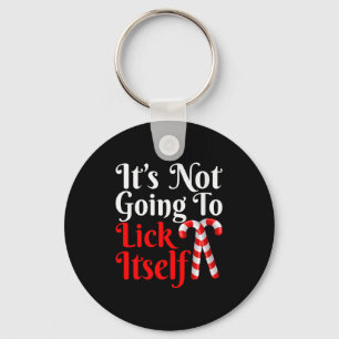 Womens It's Going To Lick Itself Funny Candy Cane Keychain
