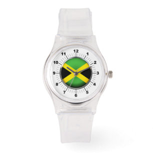 Women's Jamaica Flag Sporty Pink Silicon Watch