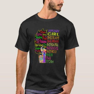 Womens January Birthday Girls January Girl She Sla T-Shirt