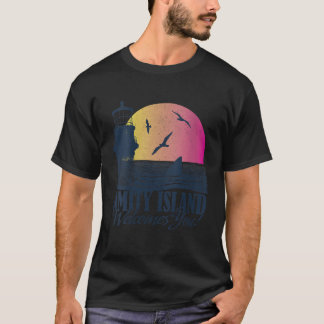 Womens Jaws Amity Island Welcomes You Sunset VNeck T-Shirt