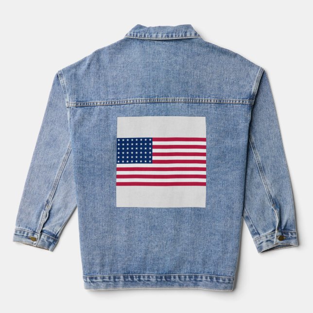 Women's jeans jacket, USA flag (Jacket) Denim Jacket (Back)
