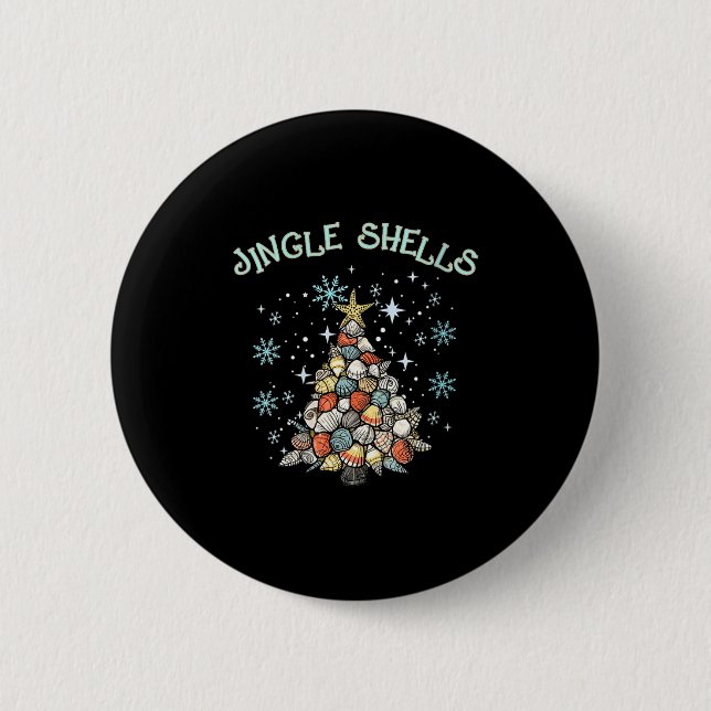 Womens Jingle Shells Christmas Tree Snowflakes Cel 2 Inch Round Button (Front)
