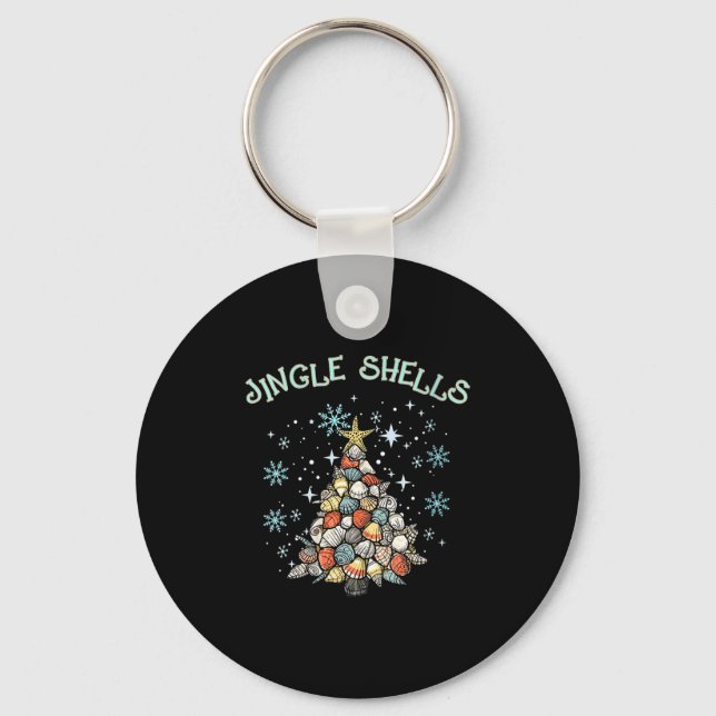 Womens Jingle Shells Christmas Tree Snowflakes Cel Keychain (Front)