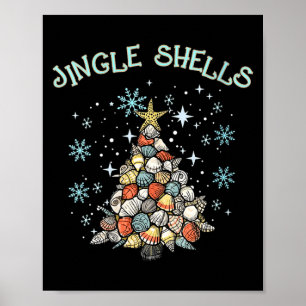Womens Jingle Shells Christmas Tree Snowflakes Cel Poster