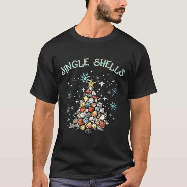 Womens Jingle Shells Christmas Tree Snowflakes Cel T-Shirt (Front)