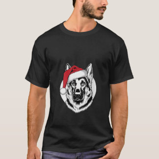 Womens Joyful GSD Santa Dog on German Shepherd Chr T-Shirt