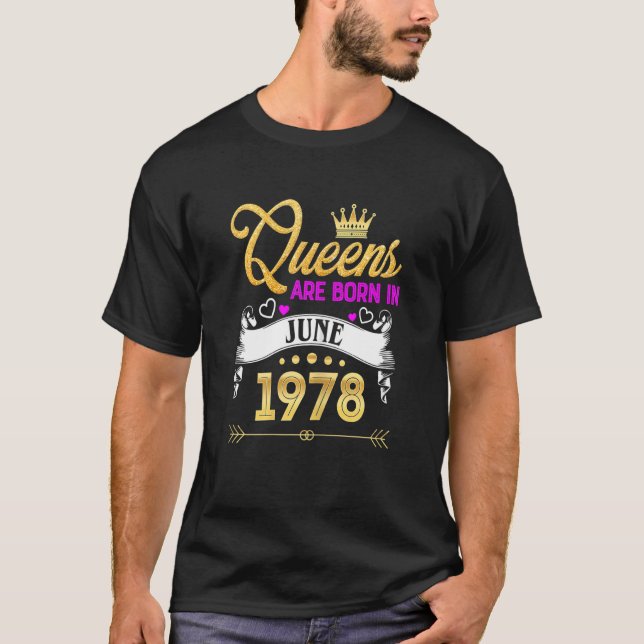 Womens June 1978  44 Years Old 44th Birthday Queen T-Shirt (Front)
