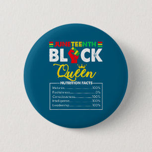 Womens juneteenth black african queen nutritional 2 inch round button