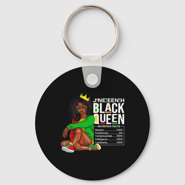 Womens Juneteenth Black Queen Nutritional Facts 4t Keychain (Front)