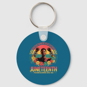 Womens juneteenth floral freedom day black history keychain