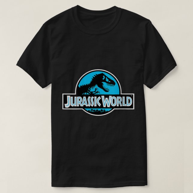 Womens Jurassic World Basic Blue Logo Graphic VNec T-Shirt (Design Front)