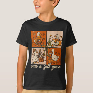 Womens Just A Fall Goose Autumn Cozy Season Boho C T-Shirt