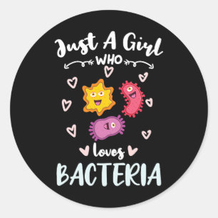 Womens Just A Girl Who Loves Bacteria Microbiologi Classic Round Sticker