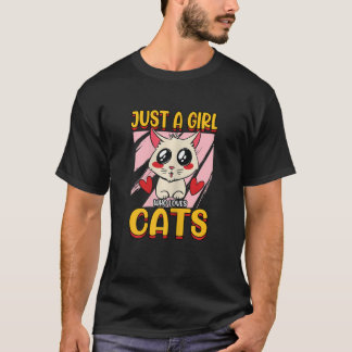 Womens Just A Girl Who Loves Cats Cat Love Animal T-Shirt