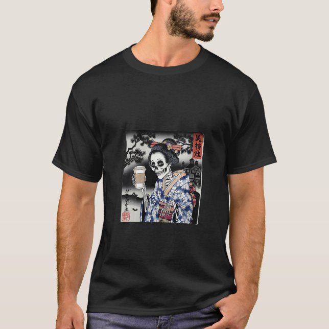 Womens Just A Girl Who Loves Coffee Japanese Skele T-Shirt (Front)