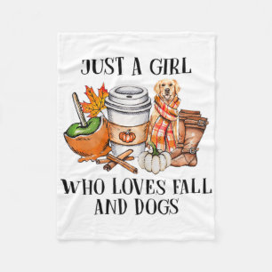 Womens Just A Girl Who Loves Fall And Dogs Cute Au Fleece Blanket
