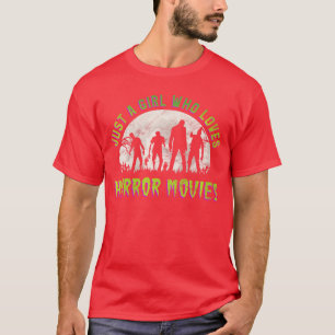 Womens Just a Girl Who loves Horror Movies VNeck b T-Shirt