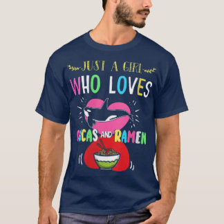 Womens Just A Girl Who Loves Orcas And Ramen V-Nec T-Shirt