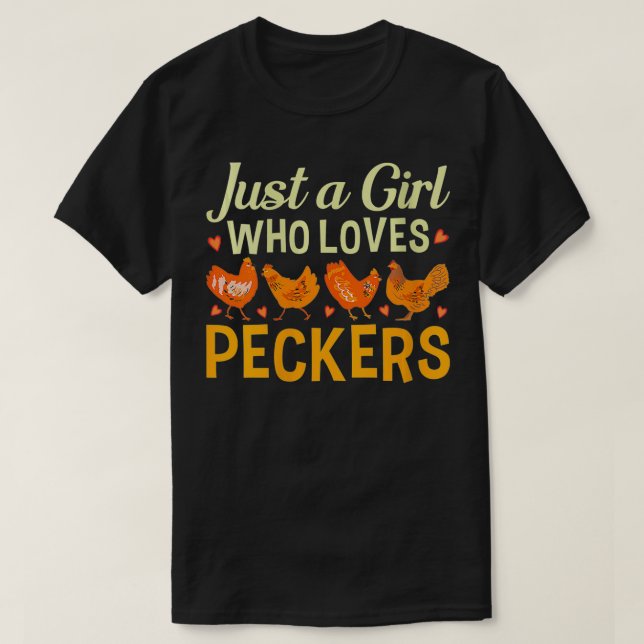 Womens Just A Girl Who Loves Peckers Chicken VNeck T-Shirt (Design Front)