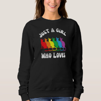 Womens Just A Girl Who Loves Pride And Cats Sweatshirt