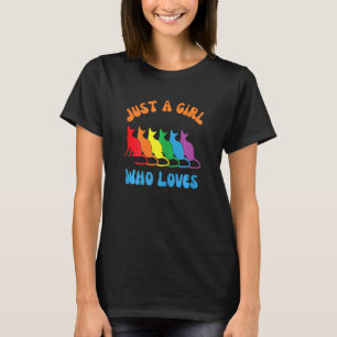 Womens Just A Girl Who Loves Pride And Cats T-Shirt
