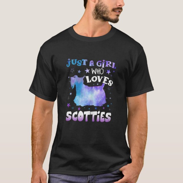Womens Just A Girl Who Loves Scotties Funny dog lo T-Shirt (Front)