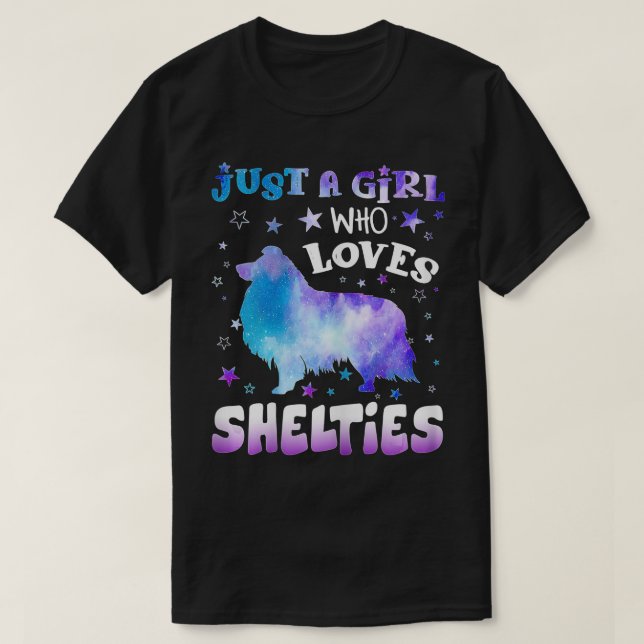 Womens Just A Girl Who Loves Shelties Funny dog lo T-Shirt (Design Front)