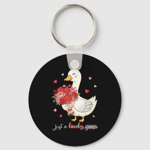 Women's Just A Lovely Goose Bouquet Roses Floral V Keychain